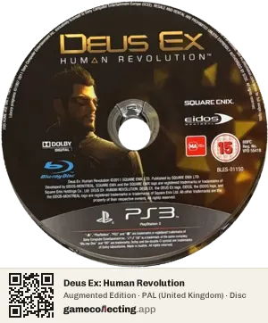 Deus Ex: Human Revolution PlayStation 3, PAL disc