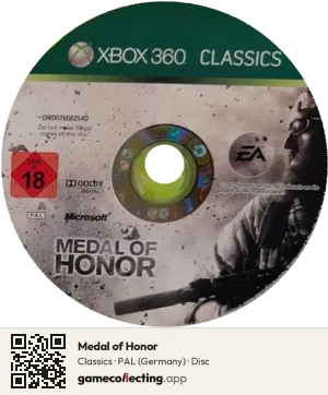 Medal of Honor Xbox 360, PAL disc