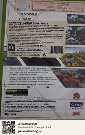 Lotus Challenge Xbox, Portugal box back