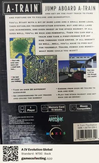 A IV Evolution Global PlayStation, NTSC box back