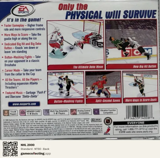 NHL 2000 PlayStation, NTSC box back