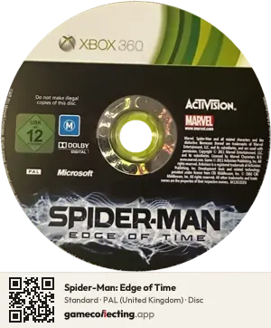 Spider-Man: Edge of Time Xbox 360, PAL disc
