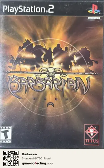 Barbarian PlayStation 2, NTSC box front
