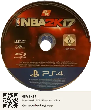 NBA 2K17 PlayStation 4, PAL disc
