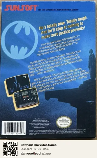 Batman: The Video Game Nintendo Entertainment System, NTSC box back
