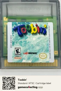 Toobin' Game Boy Color, NTSC cartridge label
