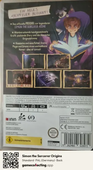 Simon the Sorcerer Origins Nintendo Switch, Germany box back