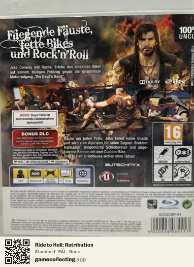 Ride to Hell: Retribution PlayStation 3, PAL box back