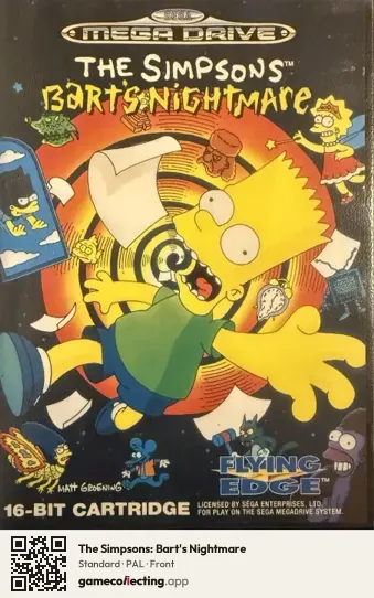 The Simpsons: Bart's Nightmare Sega Mega Drive / Genesis, PAL box front