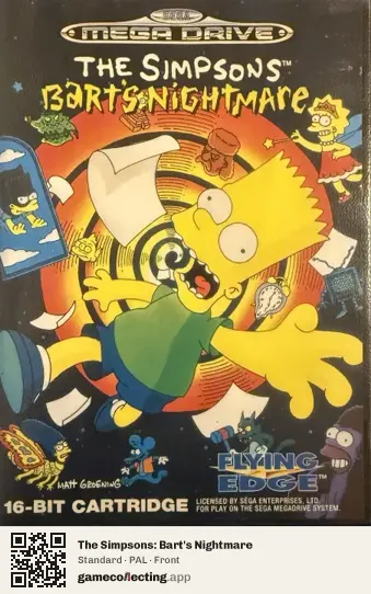 The Simpsons: Bart's Nightmare Sega Mega Drive / Genesis, PAL box front