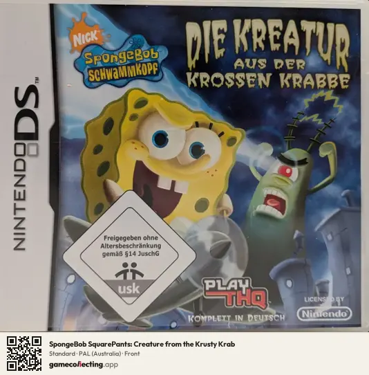 SpongeBob SquarePants: Creature from the Krusty Krab Nintendo DS, Australia box front
