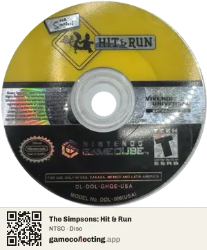 The Simpsons: Hit & Run Nintendo GameCube, NTSC disc