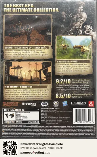Neverwinter Nights Complete Computer, NTSC box back