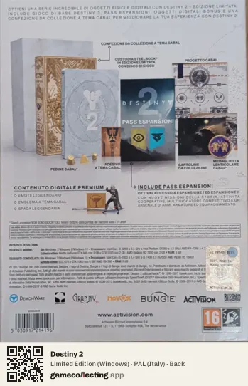 Destiny 2 Computer, Italy box back