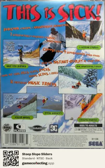 Steep Slope Sliders Sega Saturn, NTSC box back