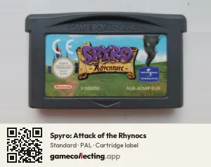 Spyro: Attack of the Rhynocs Game Boy Advance, PAL cartridge label