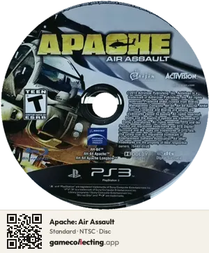 Apache: Air Assault PlayStation 3, NTSC disc