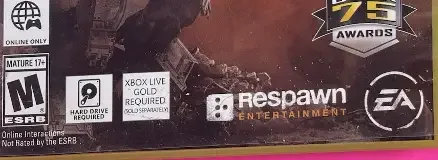 Titanfall, the ESRB box on its front