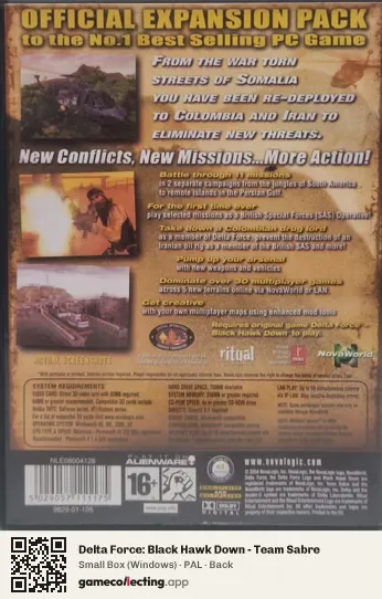 Delta Force: Black Hawk Down - Team Sabre Computer, PAL box back