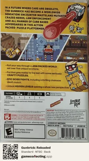 Gunbrick: Reloaded Nintendo Switch, NTSC box back