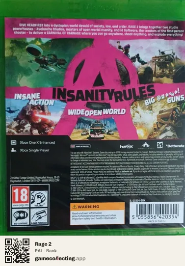 Rage 2 Xbox One, PAL box back