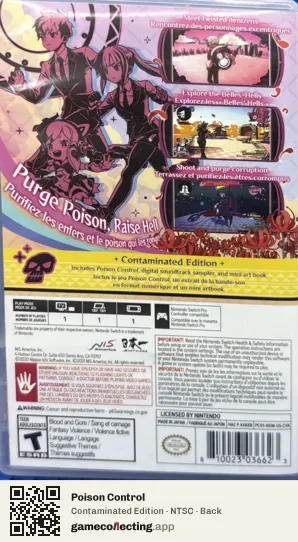 Poison Control Nintendo Switch, NTSC box back
