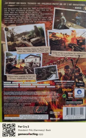Far Cry 2 Xbox 360, Germany box back