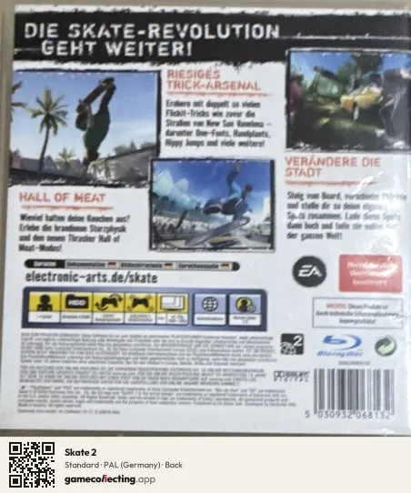 Skate 2 PlayStation 3, Germany box back