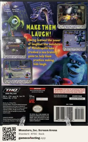 Monsters, Inc. Scream Arena Nintendo GameCube, NTSC box back