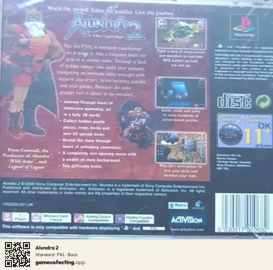 Alundra 2 PlayStation, PAL box back