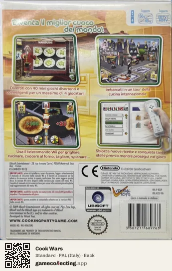 Cook Wars Nintendo Wii, Italy box back