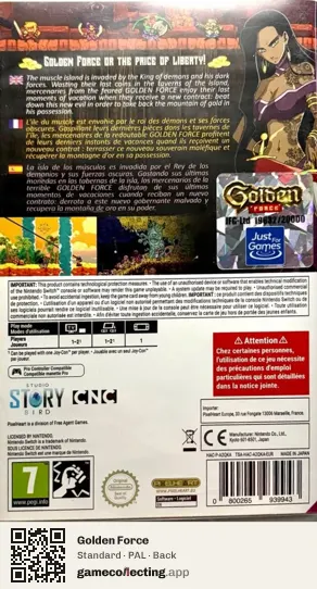 Golden Force Nintendo Switch, PAL box back