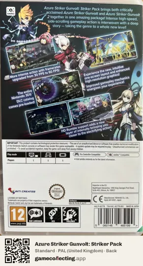 Azure Striker Gunvolt: Striker Pack Nintendo Switch, United Kingdom box back
