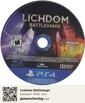 Lichdom: Battlemage PlayStation 4, NTSC disc