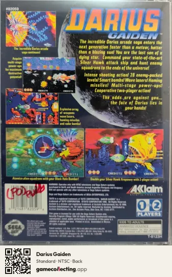 Darius Gaiden Sega Saturn, NTSC box back