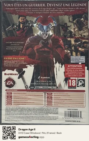 Dragon Age II Computer, France box back