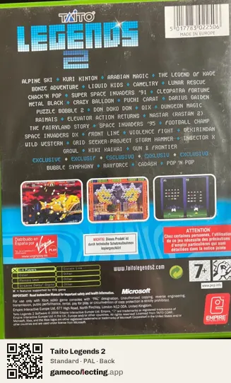 Taito Legends 2 Xbox, PAL box back