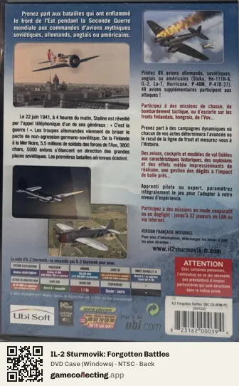 IL-2 Sturmovik: Forgotten Battles Computer, NTSC box back