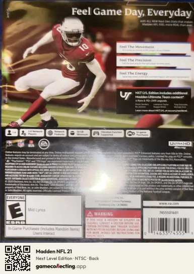 Madden NFL 21 PlayStation 5, NTSC box back