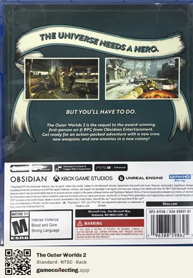 The Outer Worlds 2 PlayStation 5, NTSC box back