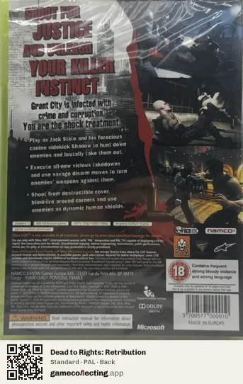 Dead to Rights: Retribution Xbox 360, PAL box back