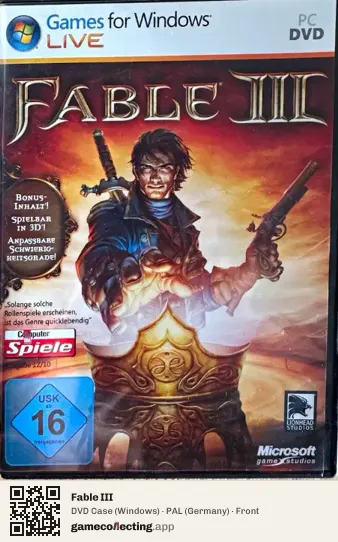 Fable III Computer, Germany box front