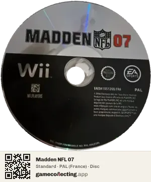 Madden NFL 07 Nintendo Wii, PAL disc
