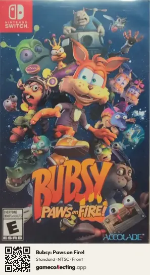 Bubsy: Paws on Fire! Nintendo Switch, NTSC box front
