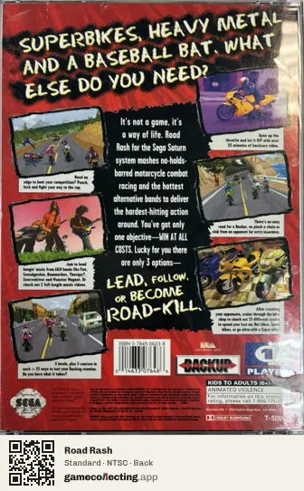 Road Rash Sega Saturn, NTSC box back