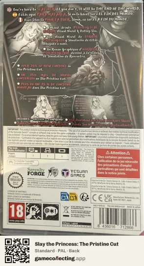 Slay the Princess: The Pristine Cut Nintendo Switch, PAL box back