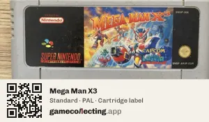 Mega Man X3 Super Nintendo Entertainment System, PAL cartridge label