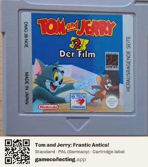 Tom and Jerry: Frantic Antics! Game Boy, PAL cartridge label