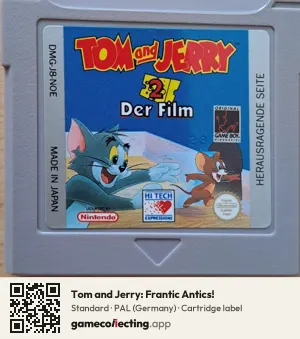 Tom and Jerry: Frantic Antics! Game Boy, PAL cartridge label