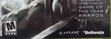 Dishonored, the ESRB box on its front